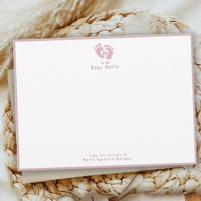 Cute From The Nursery of Pink Monogram Card (Creator Uploaded)
