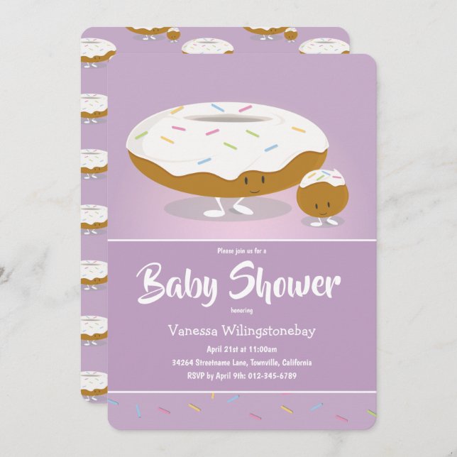 Cute Frosted Doughnut Food Baby Shower Invitation (Front/Back)