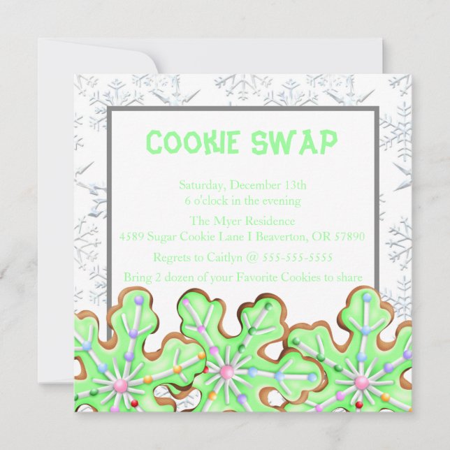 Cute Frosted Sugar Cookie Exchange Holiday Invite (Front)