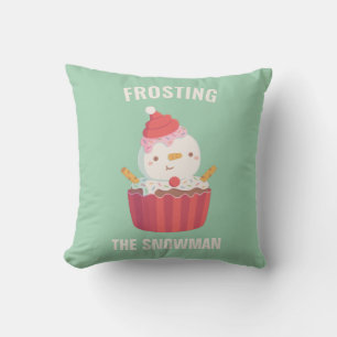 Cute Frosting The Snowman Cupcake, Sweet Christmas Cushion