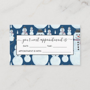 Cute Frosty Blue Snowman Watercolor Pattern Appointment Card