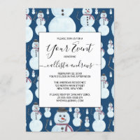 Cute Frosty Blue Snowman Watercolor Pattern