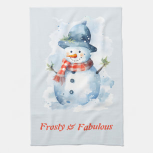 Cute Frosty & Fabulous Snowman for Christmas Tea Towel