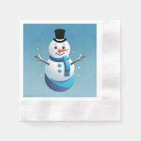 Cute Frosty Snowman Illustration Paper Napkin