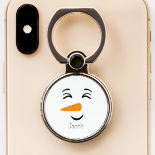 Cute Frosty the Snowman Smiling Face Phone Ring Stand