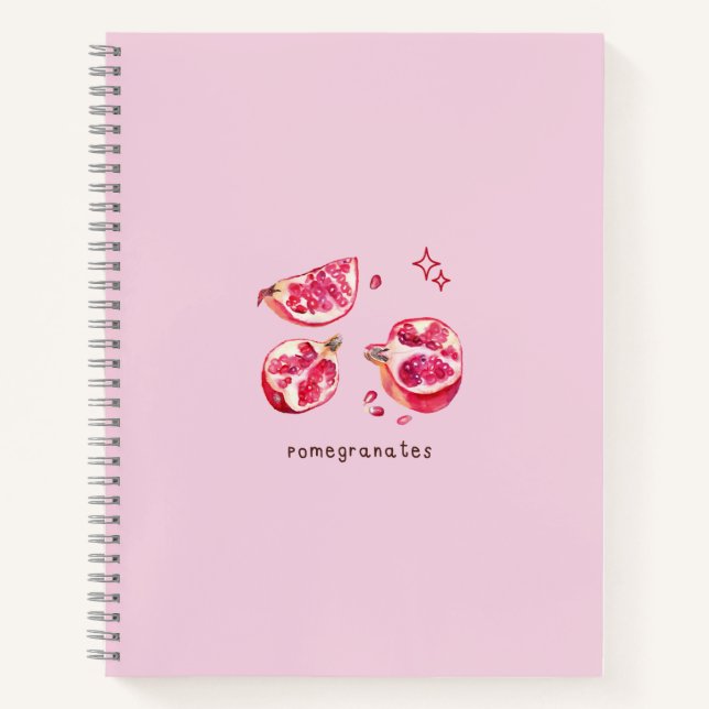 Cute fruit aesthetic pomegranate pink  notebook (Front)