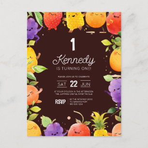 Cute Fruit Birthday Invitation  Postcard