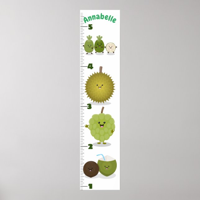 Cute fruit cartoon illustration growth chart (Front)
