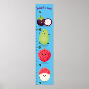 Cute fruit cartoon illustration growth chart