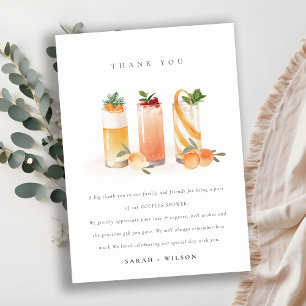 Cute Fruit Cocktail Orange Blush Couples Shower Thank You Card