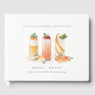 Cute Fruit Cocktail Orange Couples Shower Guest Book
