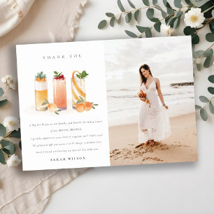 Cute Fruit Cocktail Orange Photo Bridal Shower Thank You Card