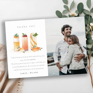 Cute Fruit Cocktail Orange Photo Couples Shower Thank You Card