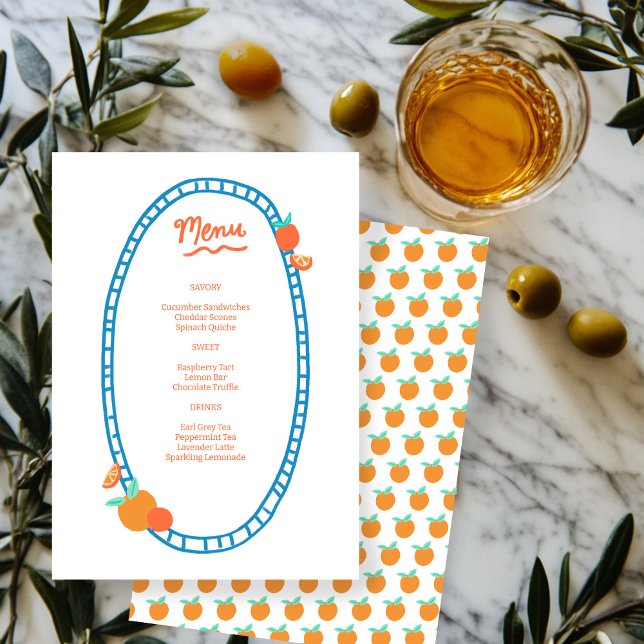 Cute Fruit CUSTOM Bridal Baby Shower Wedding Party Menu (Cute Fruit CUSTOM Bridal Baby Shower Wedding Party Menu oranges
)