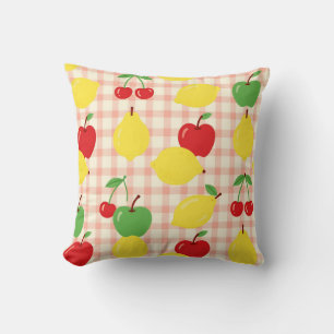 Cute Fruit Gingham Pattern Cushion