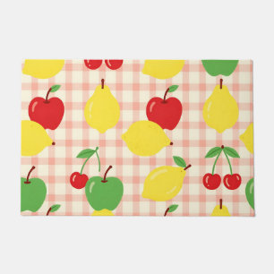 Cute Fruit Gingham Pattern Doormat
