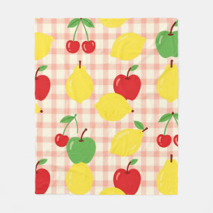 Cute Fruit Gingham Pattern Fleece Blanket