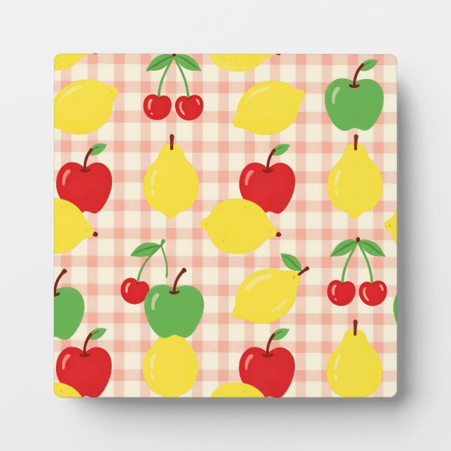 Cute Fruit Gingham Pattern Plaque (Front)