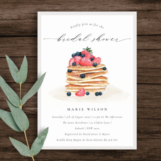 Cute Fruit Pancake Watercolor Bridal Shower Invite (Creator Uploaded)