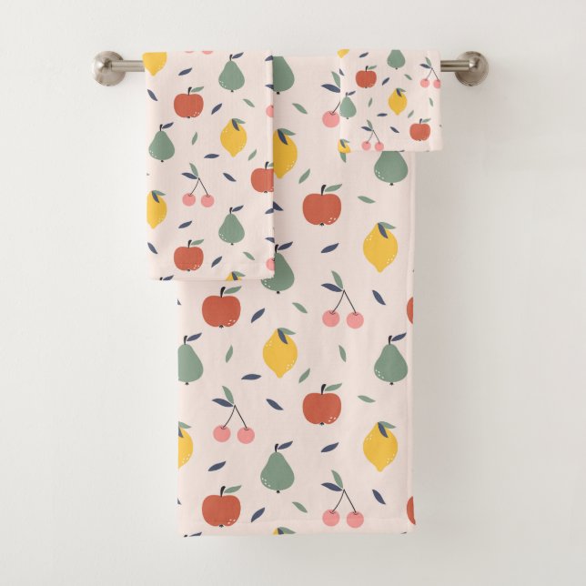 Cute Fruit Pattern Bath Towel Set (Insitu)