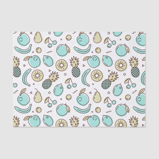 Cute Fruit Pattern Summery Line Drawing Tissue Paper (Front)
