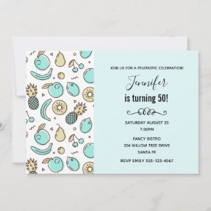 Cute Fruit Pattern Summery Themed Birthday Invitation