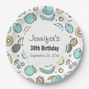 Cute Fruit Pattern Summery Themed Birthday Paper Plate