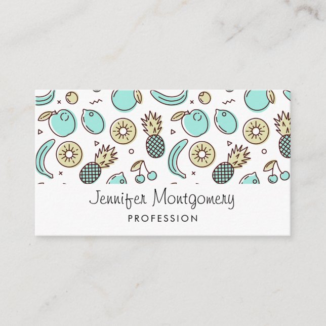 Cute Fruit Pattern Summery Themed Business Card (Front)