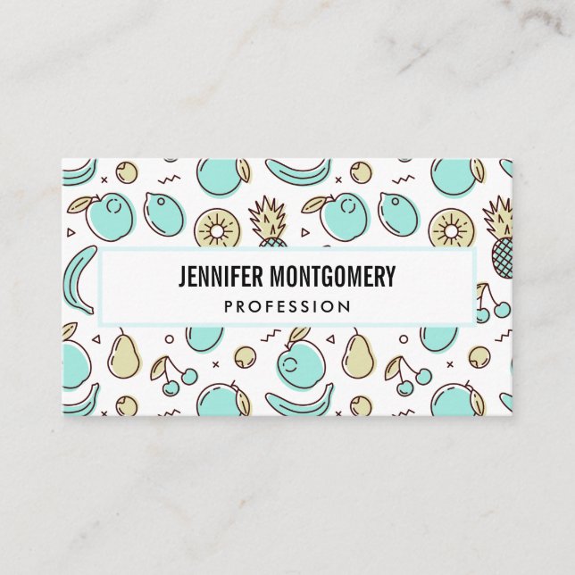 Cute Fruit Pattern Summery Themed Business Card (Front)