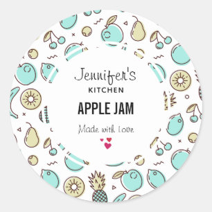 Cute Fruit Pattern Summery Themed Kitchen Classic Round Sticker