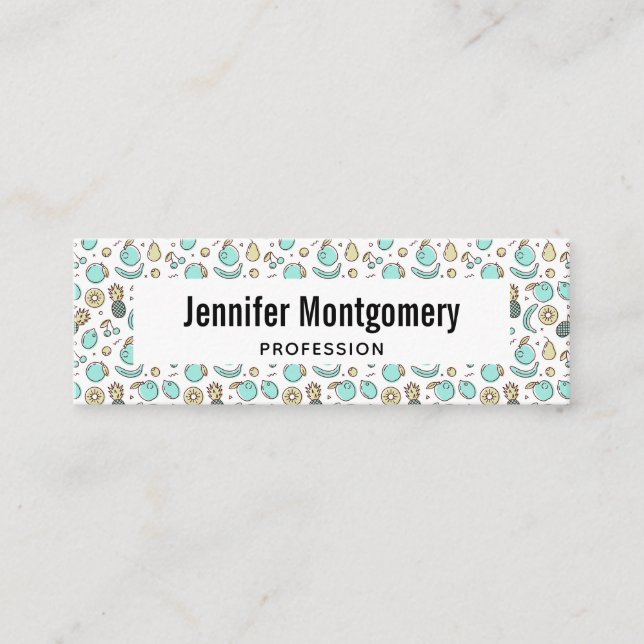 Cute Fruit Pattern Summery Themed Mini Business Card (Front)