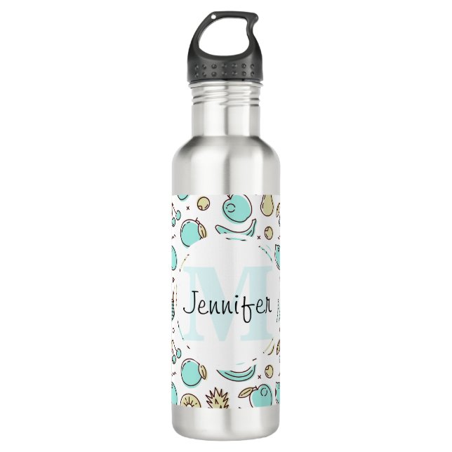 Cute Fruit Pattern Summery Themed Monogram 710 Ml Water Bottle (Front)