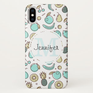 Cute Fruit Pattern Summery Themed Monogram iPhone X Case