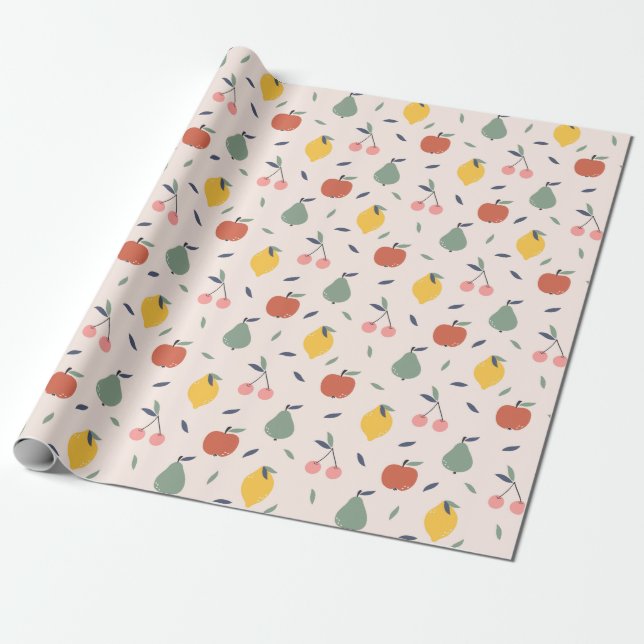 Cute Fruit Pattern Wrapping Paper (Unrolled)