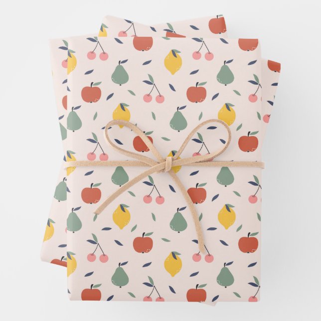 Cute Fruit Pattern Wrapping Paper Sheet (In situ)
