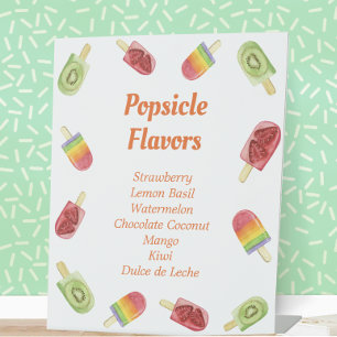 Cute Fruit Popsicle Flavours Summer Party Pedestal Sign