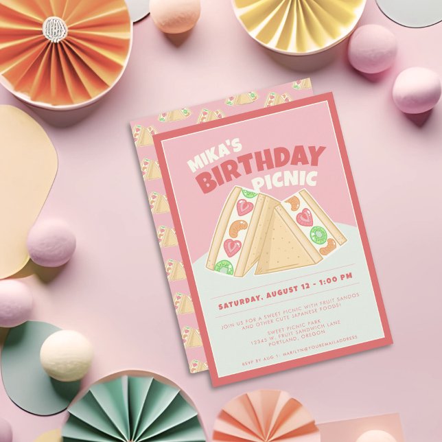 Cute Fruit Sandwich Picnic Birthday Party Invitation (Creator Uploaded)