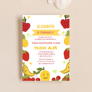 cute fruit themed unique kid's birthday invitation