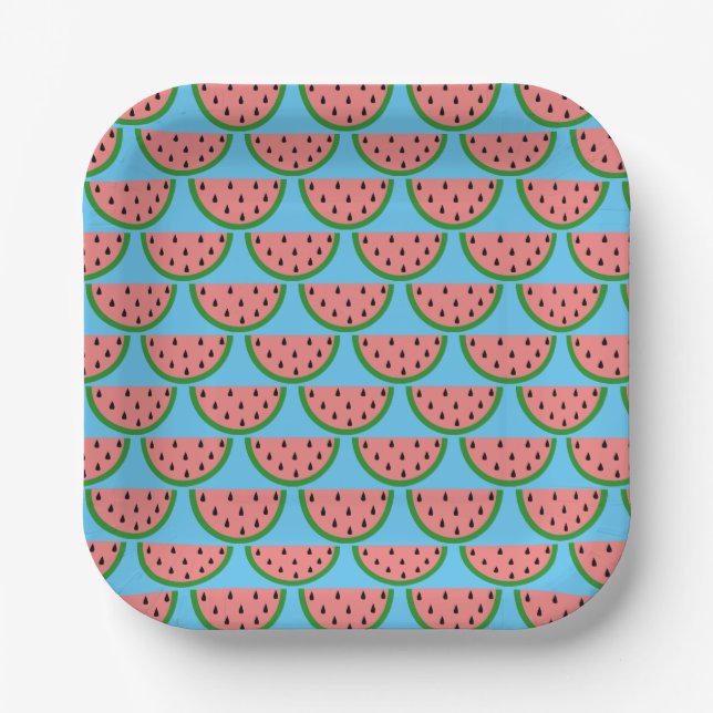 Cute Fruit Watermelon Slice Pattern Paper Plate (Front)