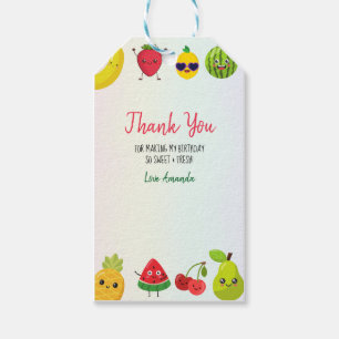 Cute Fruits Thank You Birthday Party Kids Card Gift Tags