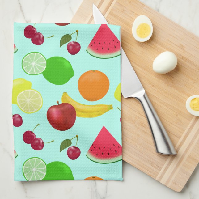 Cute Fruits You Customise  Tea Towel (Quarter Fold)