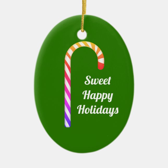 Cute Fruity Candy Cane Sweet Holidays Ornament (Front)