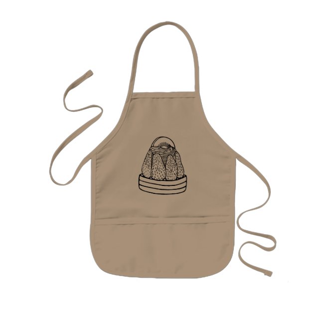 Cute fruity cupcake linear drawing kids apron (Front)