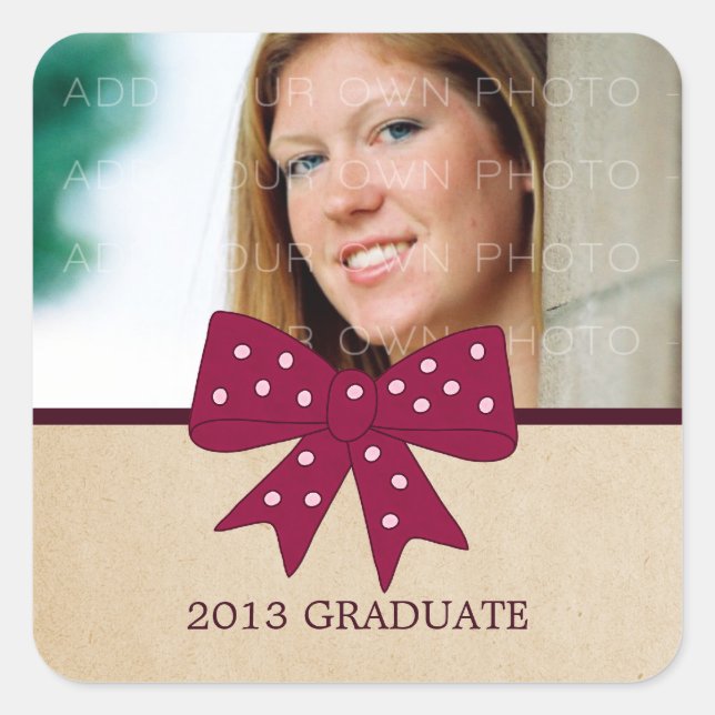 Cute Fuchsia Bow Graduation Stickers (Front)