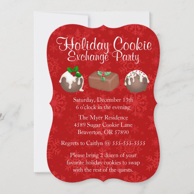 Cute Fudge Cookie Exchange Holiday Invite (Front)