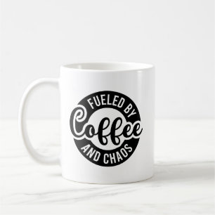 Cute fuelled coffee chaos word art mug