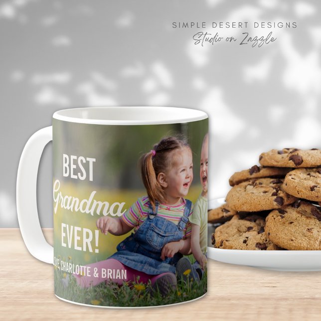 Cute Full Photo Best Grandma Coffee Mug (Cute Best Grandma Ever Photo Mug Gift for Grandmother on Mother's Day Birthday or Grandparents Day)
