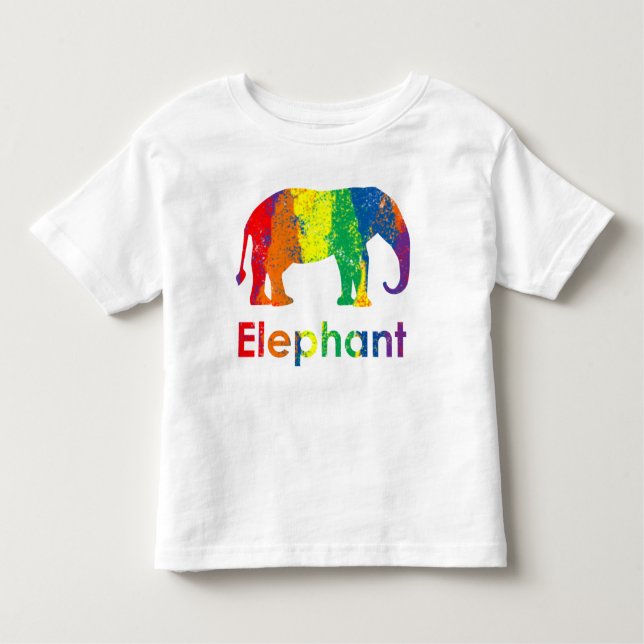Cute, Fun, and Colourful Rainbow Elelphant Toddler T-Shirt (Front)