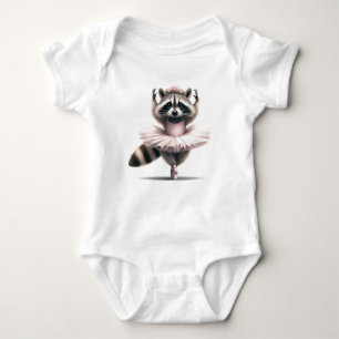 Cute Fun Animal Humor Raccoon Ballerina Baby Bodysuit
