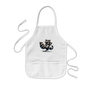 Cute Fun Animal Humour Racoon Playing Soccer Kids Apron